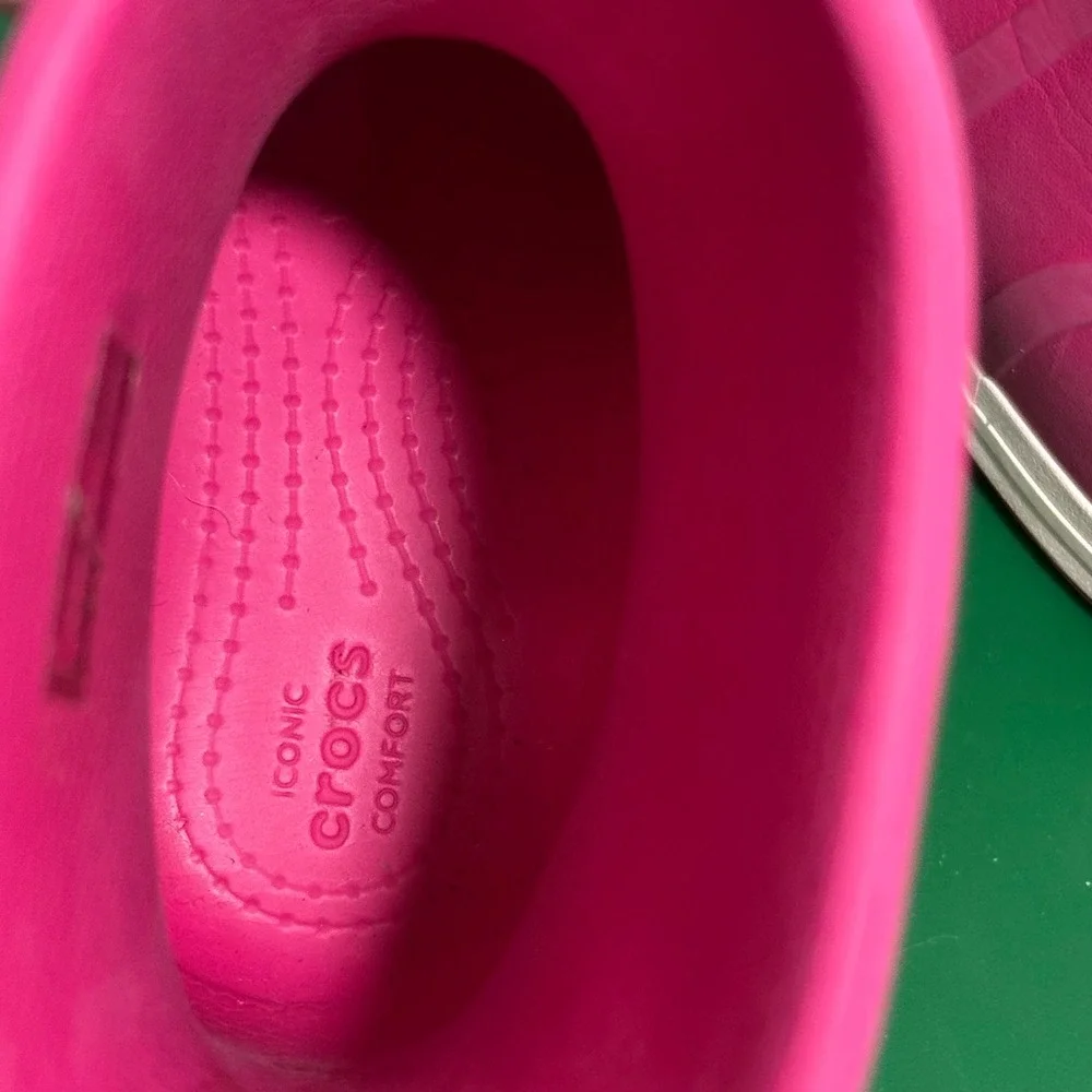 Kids Crocs Rain Boots Pink C10 Rubber Waterproof Pull On